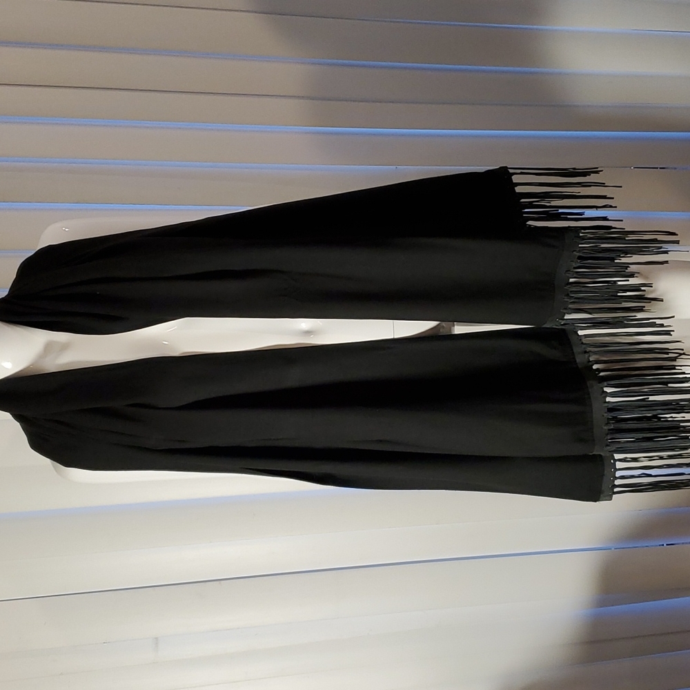 Black Leather Fringe Cape/Shawl
